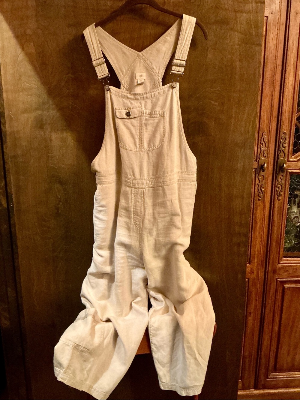 J. Jill Cream Women's Denim Overalls with Adjustable Straps